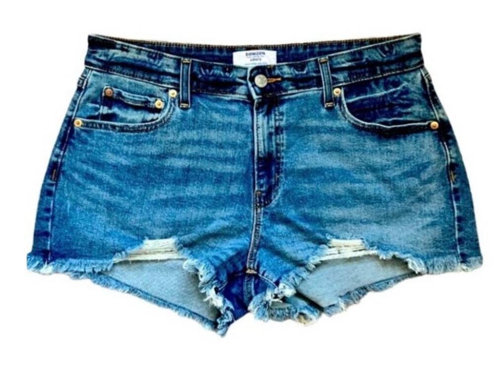 Denizen Levis Distressed Denim High Rise Shorts Size 14
